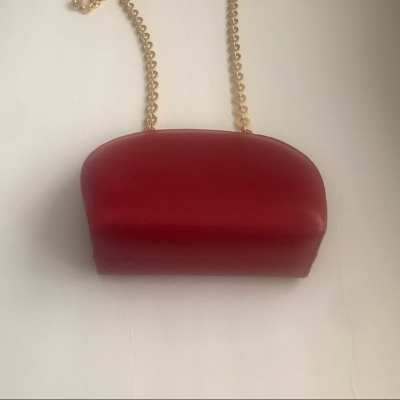 Red Salvatore Ferragamo Small Gancini Bag Gold Tone Original Owner Holiday - Picture 2 of 16